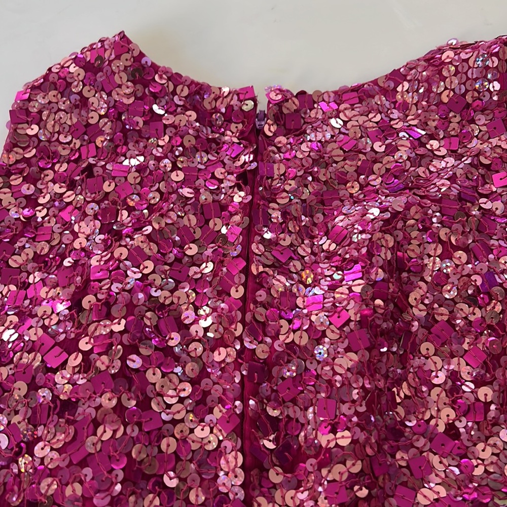 Laurence Kazar pure silk sequined going out crop top fuchsia EUC sari blouse - Picture 7 of 7